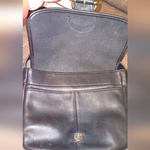 Authentic Rare Vintage Coach Black Genuine Leather Bedford Flap Shoulder Bag4164 - Picture 4 of 12